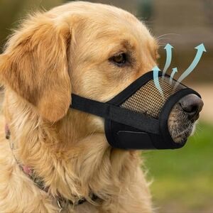 Evolax Black Mesh Dog Muzzle with Adjustable Straps - Medium